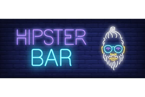 Download Hipster Bar Neon Sign. Glowing Inscripti - Bar Collection