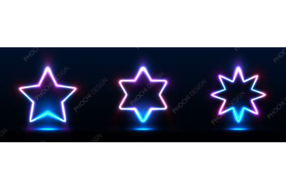 Download Set of Nightclub Sign Light Neon Stars - Sign Collection