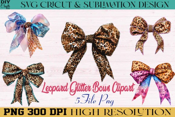 Download Leopard Glitter Bows Bundle PNG Design - Sign Collection