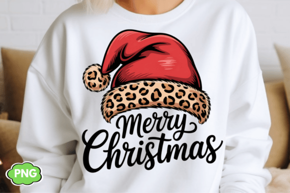 Download Leopard Santa Hat Merry PNG Design - Sign Collection