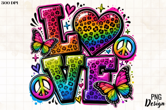 Download Rainbow Leopard LOVE PNG Design - Sign Collection
