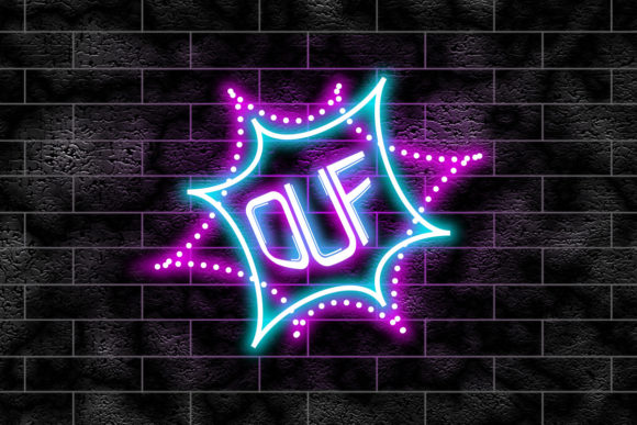 Download Neon Sign on a Brick Wall - Ouf - Sign Collection