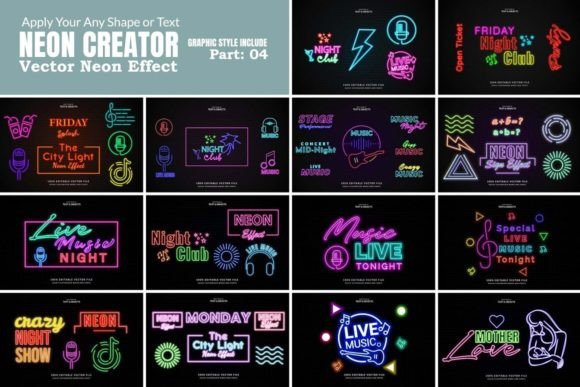 Download Vector Neon Kit Design Effect - Sign Collection