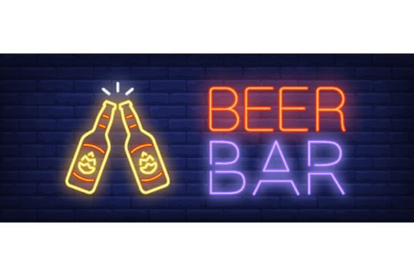 Download Beer Bar Neon Sign. Glowing Inscription - Bar Collection