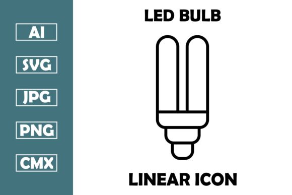 Download Led Bulb Vector Line Icon Design - Sign Collection