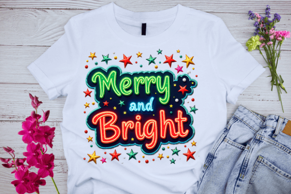 Download Merry and Bright Neon Sign T-shirtDesign - Sign Collection