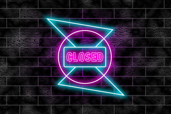 Download Neon Sign on a Brick Wall - Closed - Sign Collection