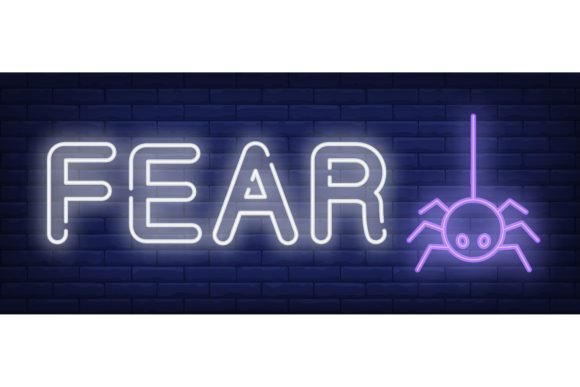 Download Fear Neon Sign. Spider on Brick Wall Bac - Sign Collection
