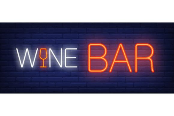 Download Wine Bar Neon Text with Glass. Wine Bar - Bar Collection