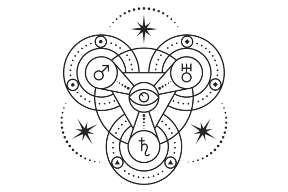 Download Occult Symbol with Astrological Signs. R - Sign Collection